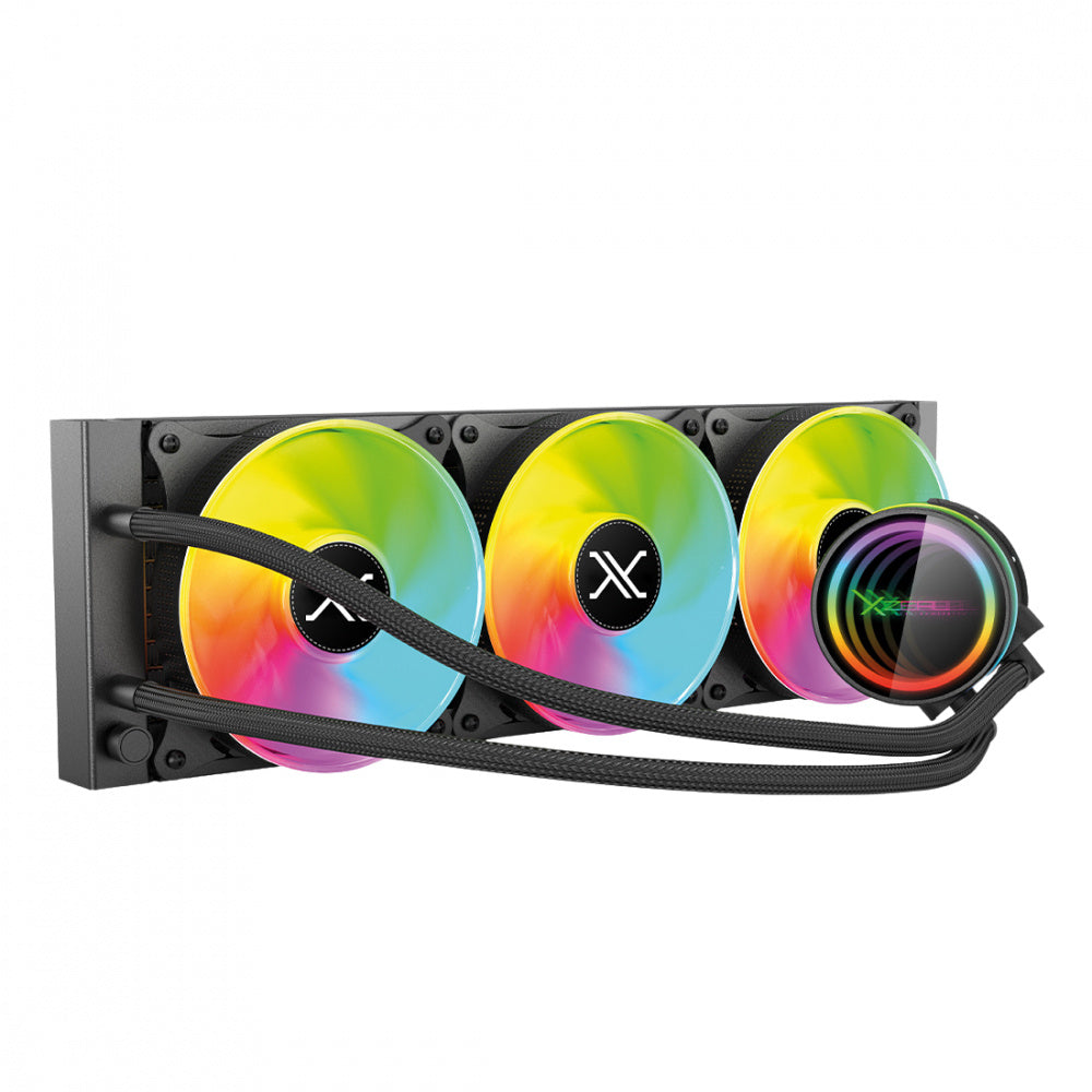 Ventilador P/Cpu Xzeal (Xzco411B) 3 Fans 120Mm Argb Enfriamiento Liquido Negro