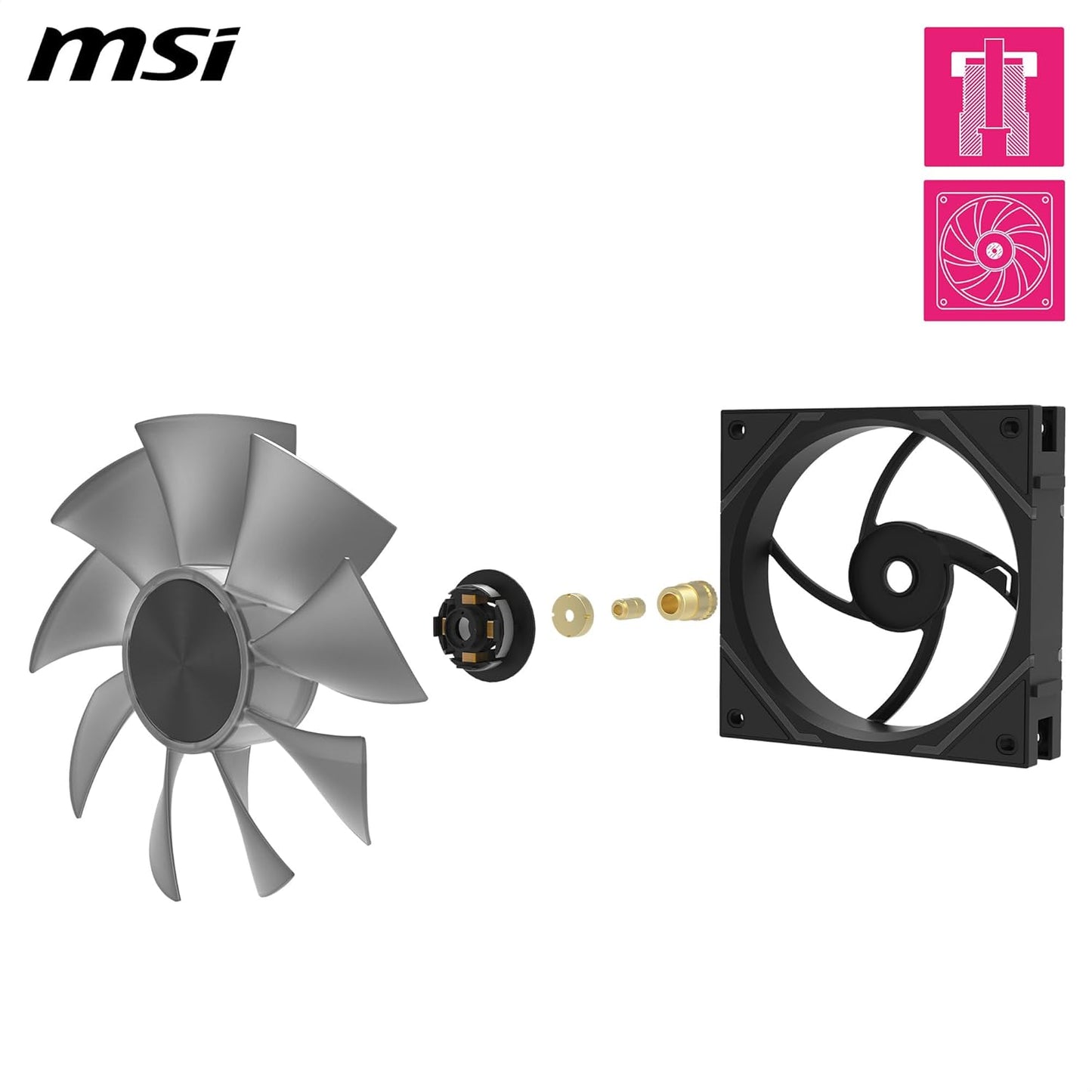 Ventilador P/Gabinete Msi (Mpg Ez120 Argb-3B) Argb Conexion Magnetica 3 Fan 360Mm Negro